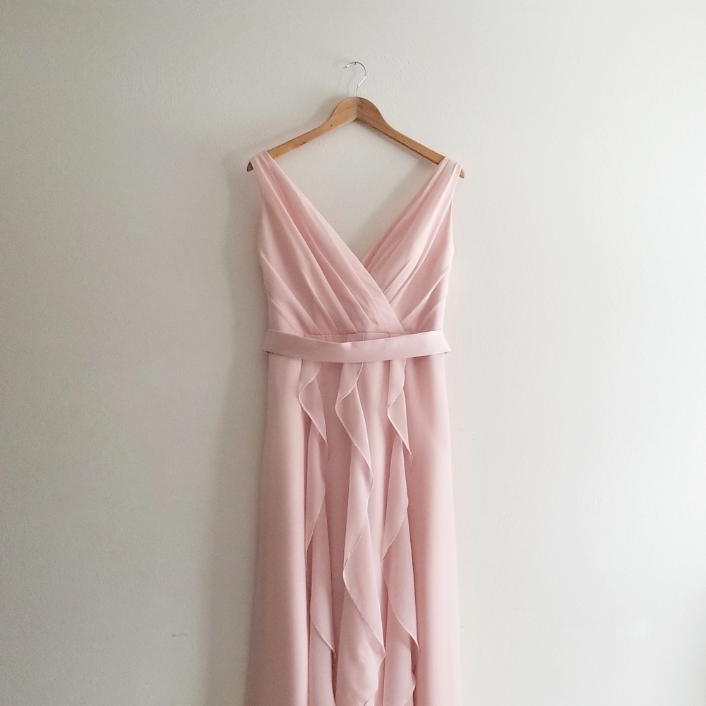 Petal pink blush chiffon bridesmaids dress